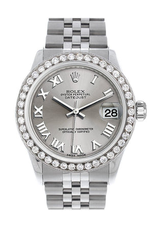 Rolex Custom Diamond Bezel Datejust 31 Rhodium Dial Jubilee Ladies Watch 178240 / Si None