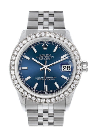 Rolex Custom Diamond Bezel Datejust 31 Blue Dial Jubilee Ladies Watch 178240 / Si None Watches