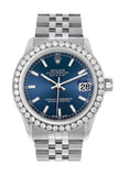 Rolex Custom Diamond Bezel Datejust 31 Blue Dial Jubilee Ladies Watch 178240