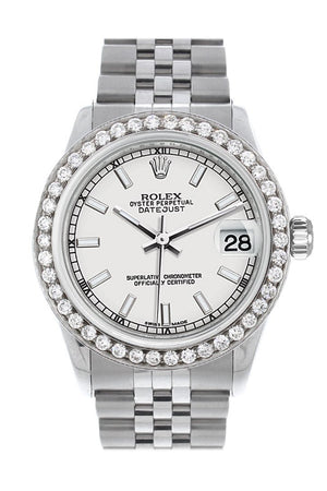 Rolex Custom Diamond Bezel Datejust 31 White Dial Jubilee Ladies Watch 178240 / Si None Custom-Bezel