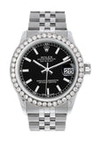 Rolex Custom Diamond Bezel Datejust 31 Black Dial Jubilee Ladies Watch 178240