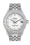 Rolex Custom Diamond Bezel Datejust 31 White Roman Dial Jubilee Ladies Watch 178240 / Si None