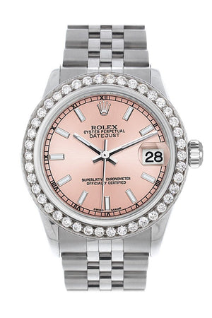 Rolex Custom Diamond Bezel Datejust 31 Pink Dial Jubilee Ladies Watch 178240 / Si None Custom-Bezel