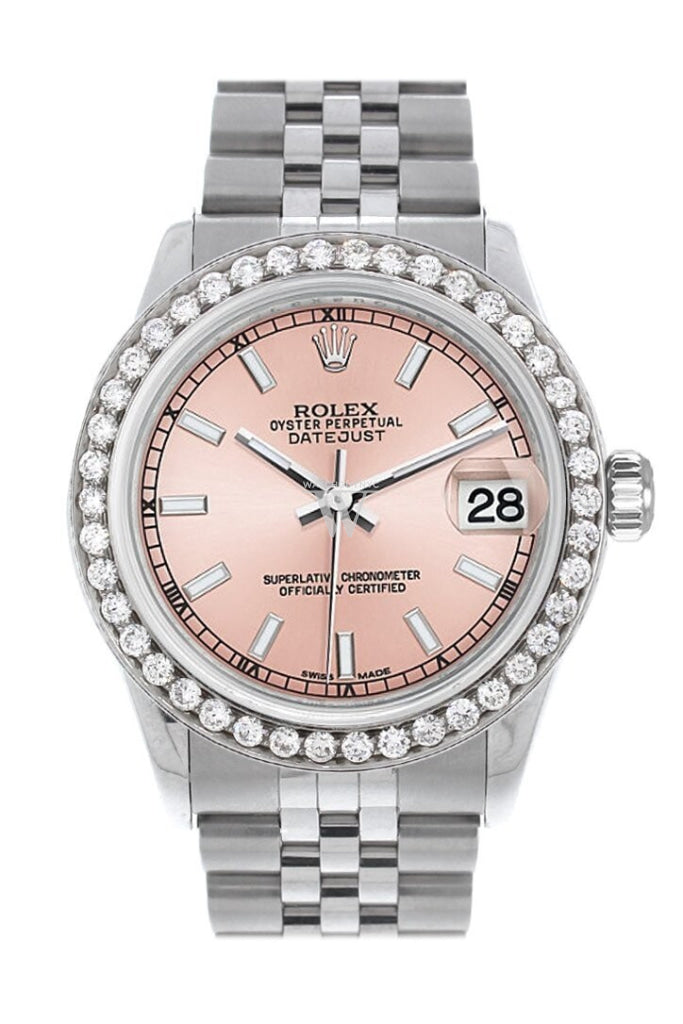 Rolex Custom Diamond Bezel Datejust 31 Pink Dial Jubilee Ladies Watch 178240 / Si None Custom-Bezel