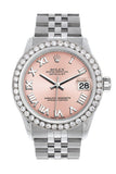 Rolex Custom Diamond Bezel Datejust 31 Pink Roman Dial Jubilee Ladies Watch 178240 / Si None