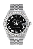 Rolex Custom Diamond Bezel Datejust 31 Black Roman Dial Jubilee Ladies Watch 178240