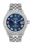 Rolex Custom Diamond Bezel Datejust 31 Blue Roman Dial Jubilee Ladies Watch 178240 Black / Si None