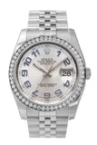 Custom Diamond Bezel Rolex Datejust 36 Silver Dial Stainless Steel Jubilee Men's Watch 116200