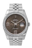 Custom Diamond Bezel Rolex Datejust 36 Bronze Floral Dial Stainless Steel Jubilee Ladies Watch 116200