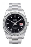 Custom Diamond Bezel Rolex Datejust 36 Black Dial Stainless Steel Oyster Watch 116200 Custom-Bezel