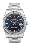 Custom Diamond Bezel Rolex Datejust 36 Black Roman Dial Stainless Steel Jubilee Bracelet Mens Watch