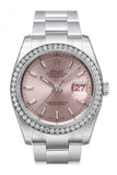 Custom Diamond Bezel Rolex Datejust 36 Pink Dial Stainless Steel Jubilee Bracelet Men's Watch 116200