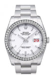 Custom Diamond Bezel Rolex Datejust 36 White Index Dial Stainless Steel Jubilee Bracelet Men's Watch 116200