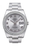 Custom Diamond Bezel Rolex Datejust 36 Rhodium Dial Stainless Steel Jubilee Men's Watch 116200