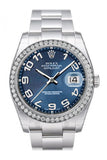 Custom Diamond Bezel Rolex Datejust 36 Blue Concentric Dial Stainless Steel Jubilee Men's Watch 116200