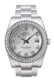 Custom Diamond Bezel Rolex Datejust 36 Steel Silver Dial Stainless Steel Oyster Men's Watch 116200