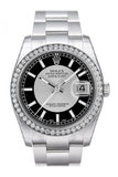 Custom Diamond Bezel Rolex Datejust 36 Silver Black Dial Stainless Steel Jubilee Mens Watch 116200