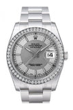 Custom Diamond Bezel Rolex Datejust 36 Silver Concentric Dial Stainless Steel Oyster Mens Watch