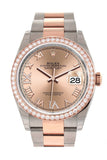 Custom Diamond Bezel Rolex Datejust 36 Rose Set With Diamonds Dial Gold Two Tone Watch 126201 /