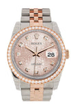 Custom Diamond Bezel Rolex Datejust 36 Pink Jubilee Diamond Dial Jubilee Rose Gold Two Tone Watch 116201 116231