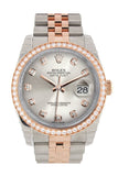 Custom Diamond Bezel Rolex Datejust 36 Silver Set With Diamonds Dial Jubilee Rose Gold Two Tone