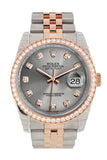 Custom Diamond Bezel Rolex Datejust 36 Steel Jubilee Design Set with Diamonds Dial Jubilee Rose Gold Two Tone Watch 116201 116231