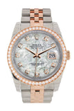 Custom Diamond Bezel Rolex Datejust 36 White Mother Of Pearl Design Set With Diamonds Dial