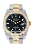 Custom Diamond Bezel Rolex Datejust 36 White mother-of-pearl set with diamonds DialJubilee Yellow Gold Two Tone Watch 116203