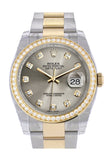 Custom Diamond Bezel Rolex Datejust 36 Steel set with diamonds Dial Oyster Yellow Gold Two Tone Watch 116203