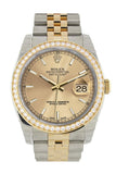 Custom Diamond Bezel Rolex Datejust 36 Champagne Dial Jubilee Yellow Gold Two Tone Watch 116203 116233