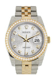 Custom Diamond Bezel Rolex Datejust 36 Silver Jubilee set with diamonds Dial Jubilee Yellow Gold Two Tone Watch 116203 116233