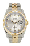 Custom Diamond Bezel Rolex Datejust 36 Silver Set With Diamonds Dial Jubilee Yellow Gold Two Tone