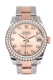 Custom Diamond Bezel Rolex Datejust 31 Pink Diamond Dial 18K Rose Gold Two Tone Ladies Watch 178241