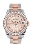 Custom Diamond Bezel Rolex Datejust 31 Pink Jubilee Diamond Dial 18K Rose Gold Two Tone Ladies Watch 178241
