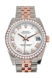 Custom Diamond Bezel Rolex Datejust 31 White Roman Dial 18K Rose Gold Two Tone Jubilee Ladies Watch 178241