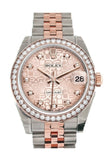 Custom Diamond Bezel Rolex Datejust 31 Pink Jubilee Diamond Dial 18K Rose Gold Two Tone Ladies Watch 178241