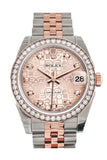 Custom Diamond Bezel Rolex Datejust 31 Pink Jubilee Dial 18K Rose Gold Two Tone Ladies Watch 178241