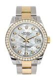 Custom Diamond Bezel Rolex Datejust 31 Mother of Pearl Diamonds Dial  Ladies Watch Two Tone 18K Gold 178243