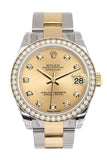 Custom Diamond Bezel Rolex Datejust 31 Champagne Diamond Dial Ladies Watch Two Tone 18K Gold 178243