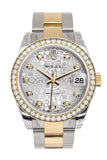 Custom Diamond Bezel Rolex Datejust 31 Silver Jubilee Dial Ladies Watch Two Tone 18K Gold 178243