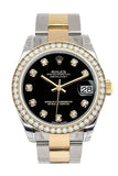 Custom Diamond Bezel Rolex Datejust 31 Black Diamond Dial Ladies Watch Two Tone 18K Gold 178243