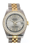 Custom Diamond Bezel Rolex Datejust 31 Silver Dial Two Tone 18K Gold Jubilee Ladies Watch 178243