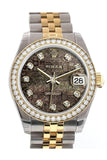 Custom Diamond Bezel Rolex Datejust 31 Black Mother Of Pearl Jubilee Diamonds Dial Two Tone 18K Gold