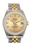 Custom Diamond Bezel Rolex Datejust 31 Champgane Diamond Dial 18K Gold Jubilee Watch 178243