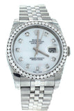 Rolex Custom Datejust 36 Mother Of Pearl Diamond Dial Bezel Mens Watch 116200 Watches
