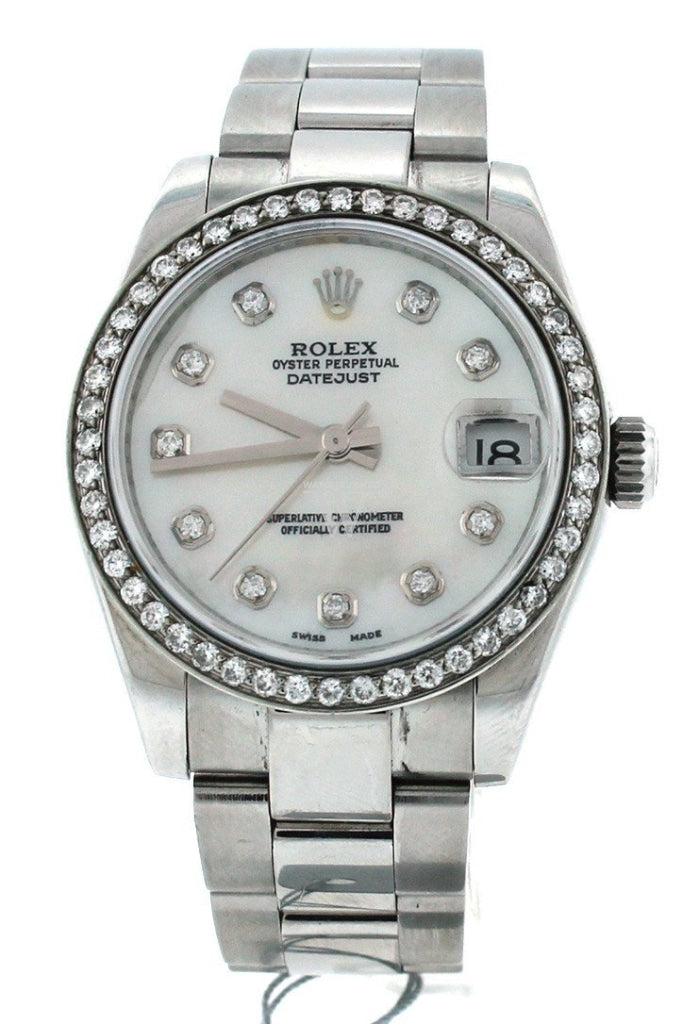 Rolex Custom Datejust 31 Mother Of Pearl Diamond Dial Bezel Mens Watch 178240 Watches