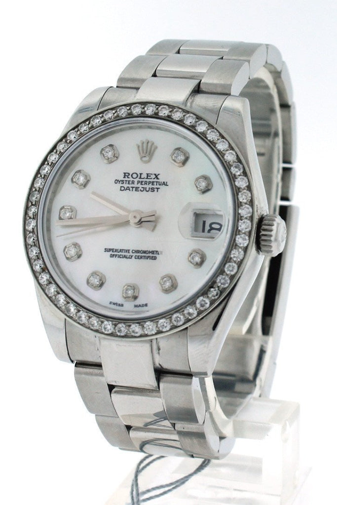 Rolex Custom Datejust 31 Mother Of Pearl Diamond Dial Bezel Mens Watch 178240 Watches