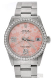 Rolex Custom Datejust 31 Pink Floral Diamond Dial Bezel Ladies Watch Custom-Bezel