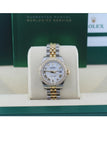 Rolex Custom Datejust 26 White Roman Dial Diamond Bezel Ladies Watch 179173 Custom-Bezel