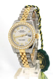 Rolex Custom Datejust 26 White Roman Dial Diamond Bezel Ladies Watch 179173 Custom-Bezel